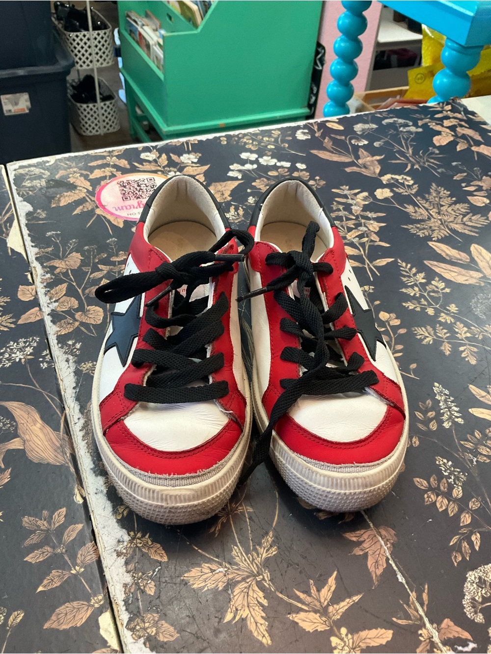 Golden Goose Kids Red White and Black Star Sneakers